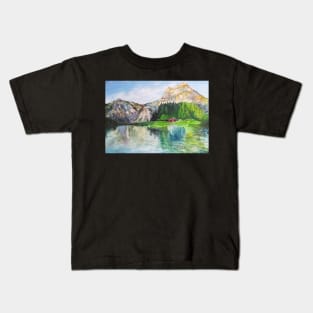 A House by the Lake in the Mountains Kids T-Shirt